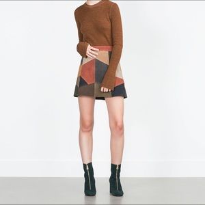 leather patchwork skirt